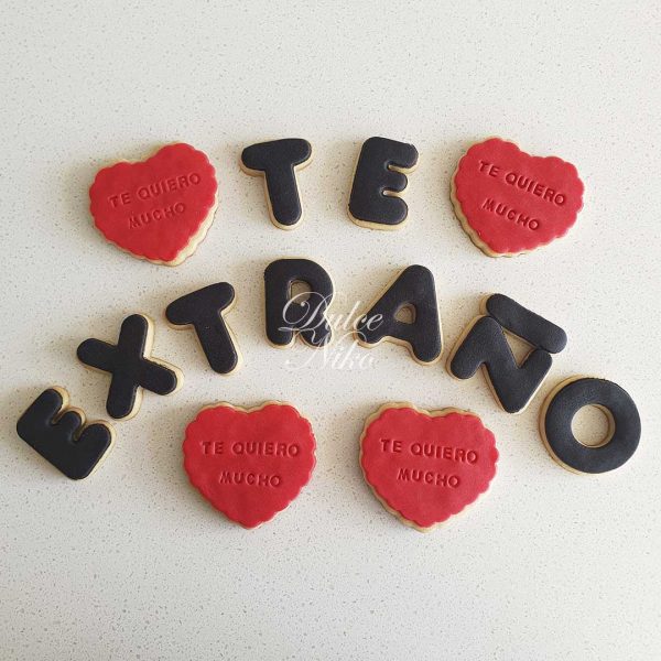 Galletas regalo mensaje te extraño - Tienda de Dulces y Repostería