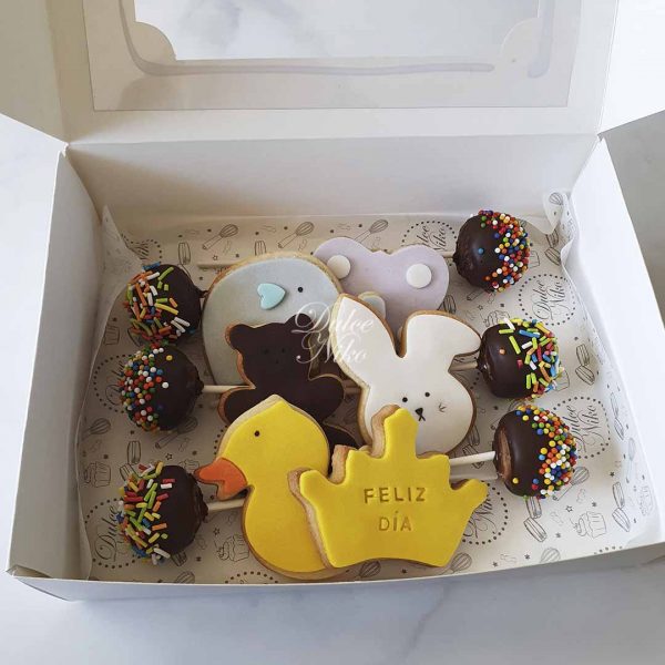 Caja Regalo Animales y Cakepops - reposteria - DulceNiko